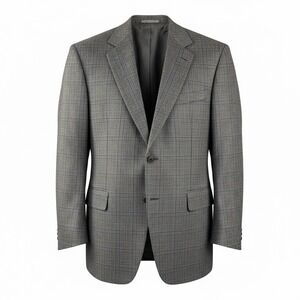 Canali 100% Wool Sport Coat Blazer Mens 40R Gray Plaid Italian Luxury Formal